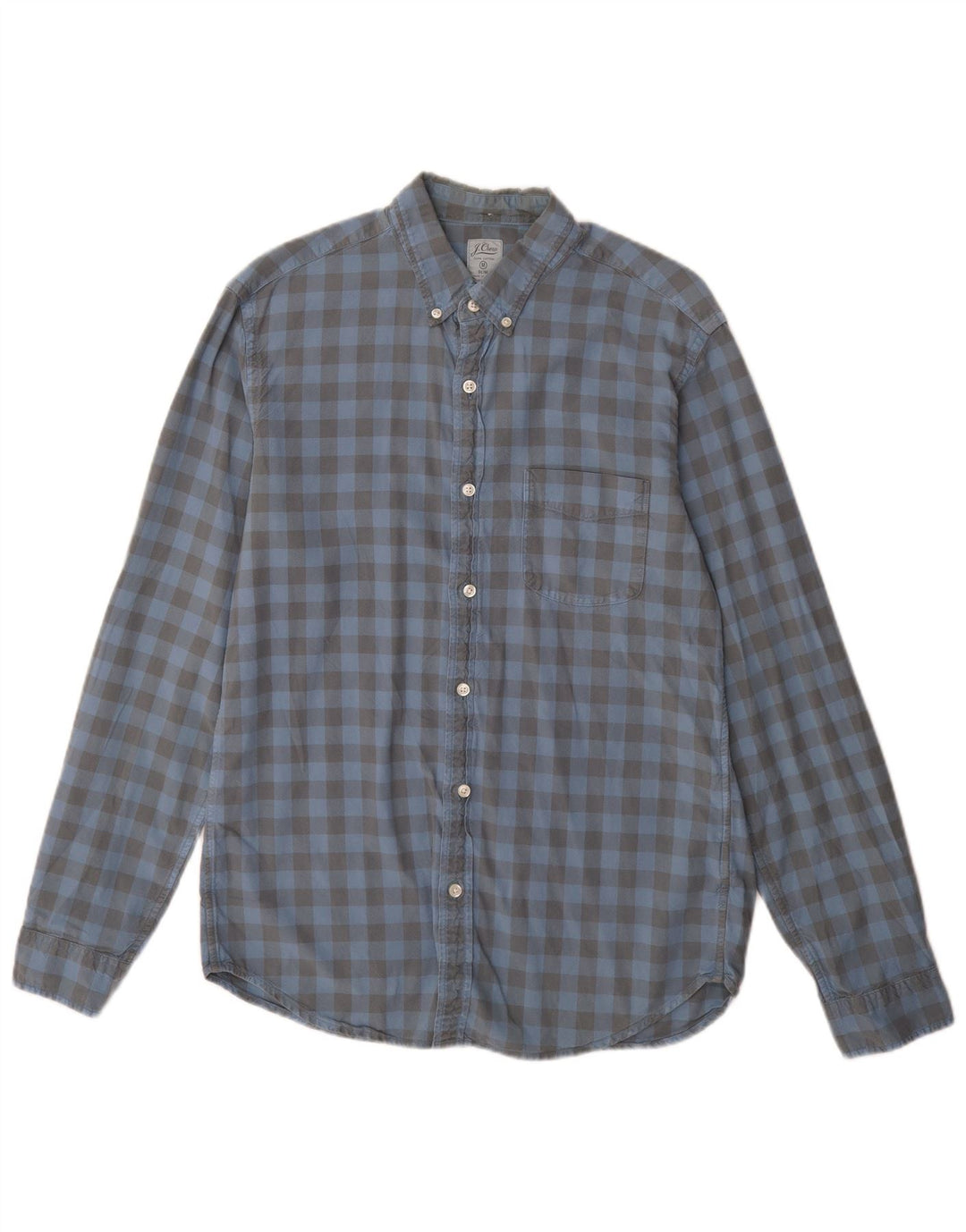 J. CREW Camisa ajustada para hombre de algodón a cuadros azul medio