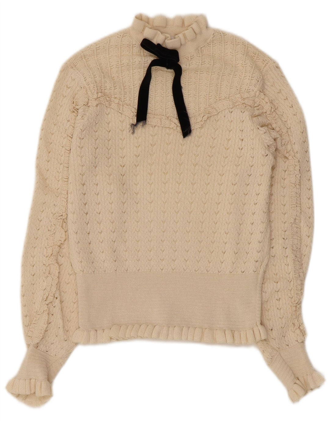 Zara Mujeres See Through Turtle Neck Jumper Sweater UK 8 Small Off White