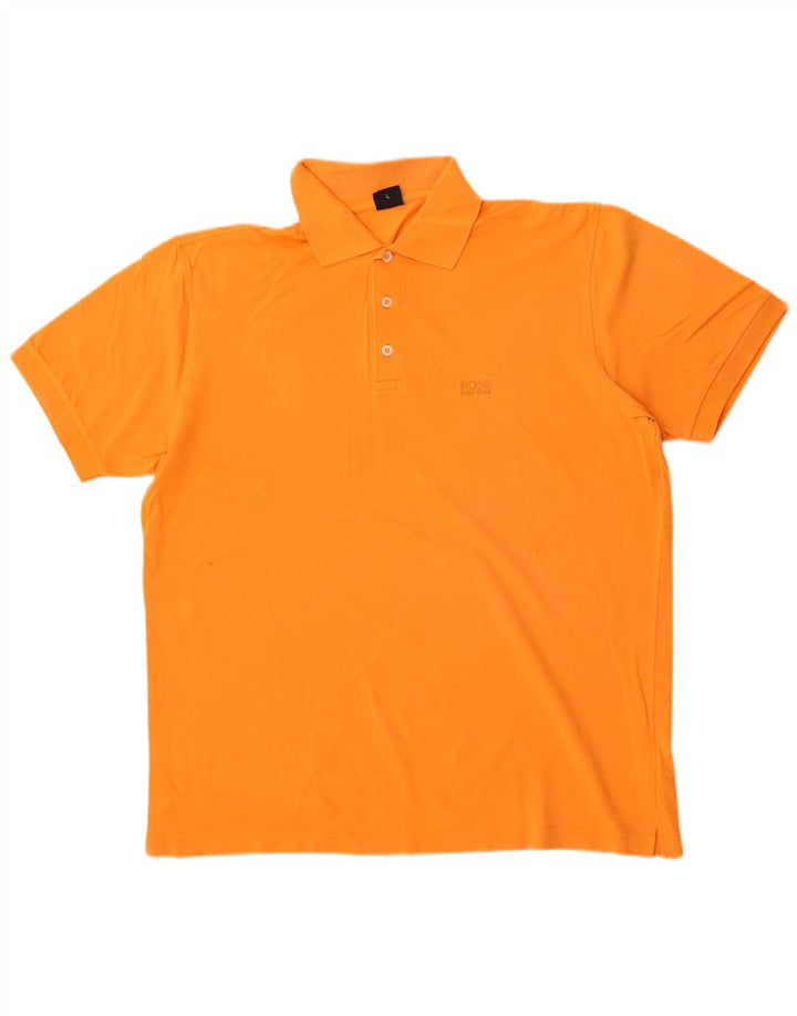 Hugo Boss Polo para hombre de algodón naranja grande