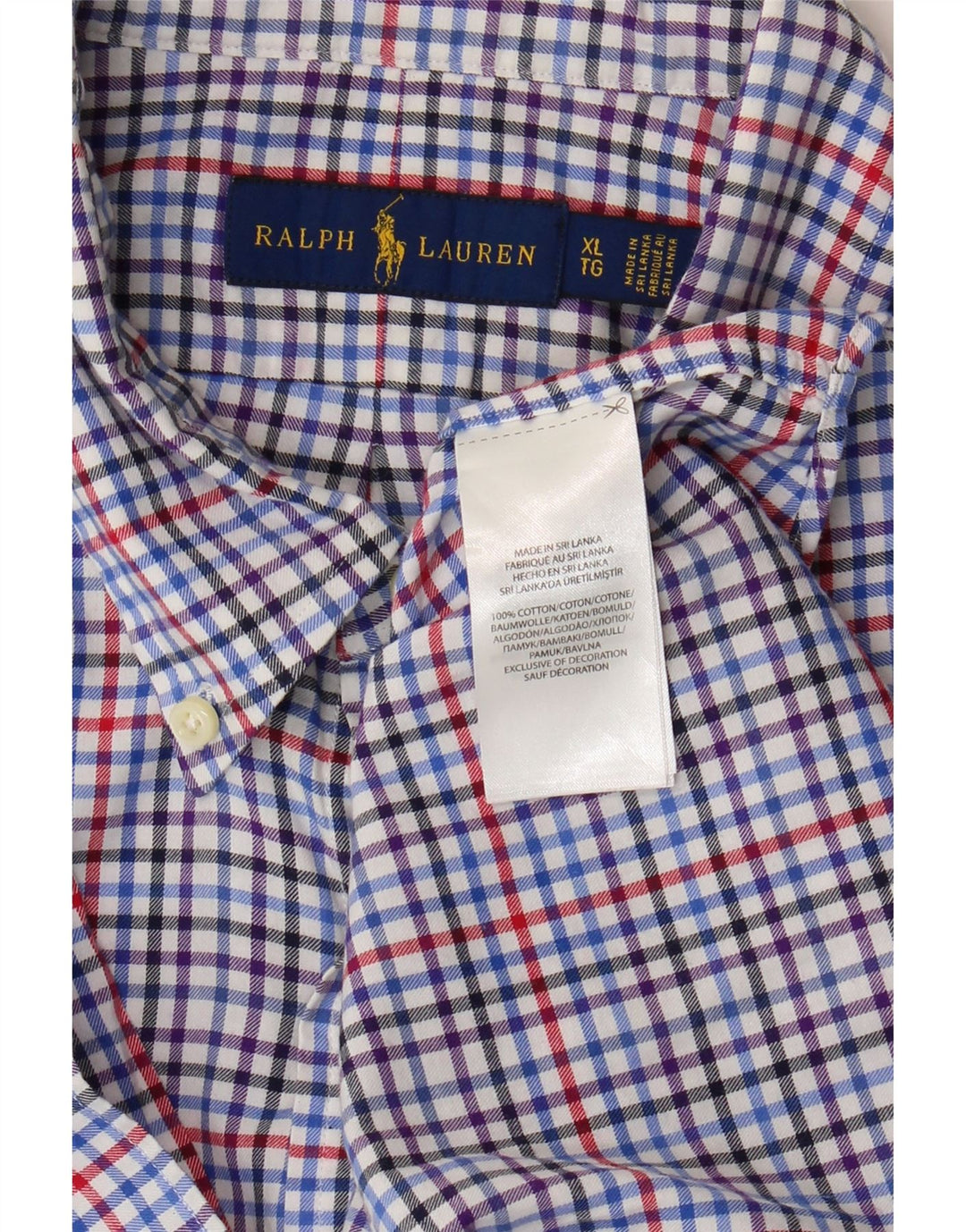 Ralph Lauren Camisa De Franela Hombre XL Algodón Vichy Multicolor