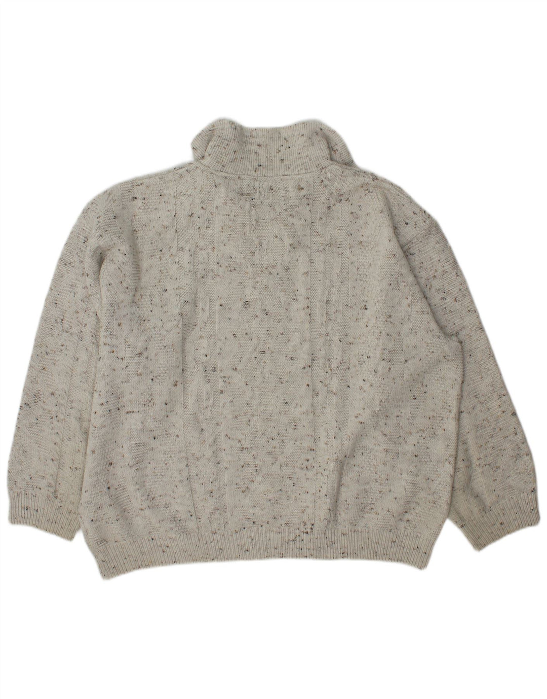 C&A Hombre Canda Zip Neck Jumper Suéter Grande Blanco Roto Acrílico Moteado