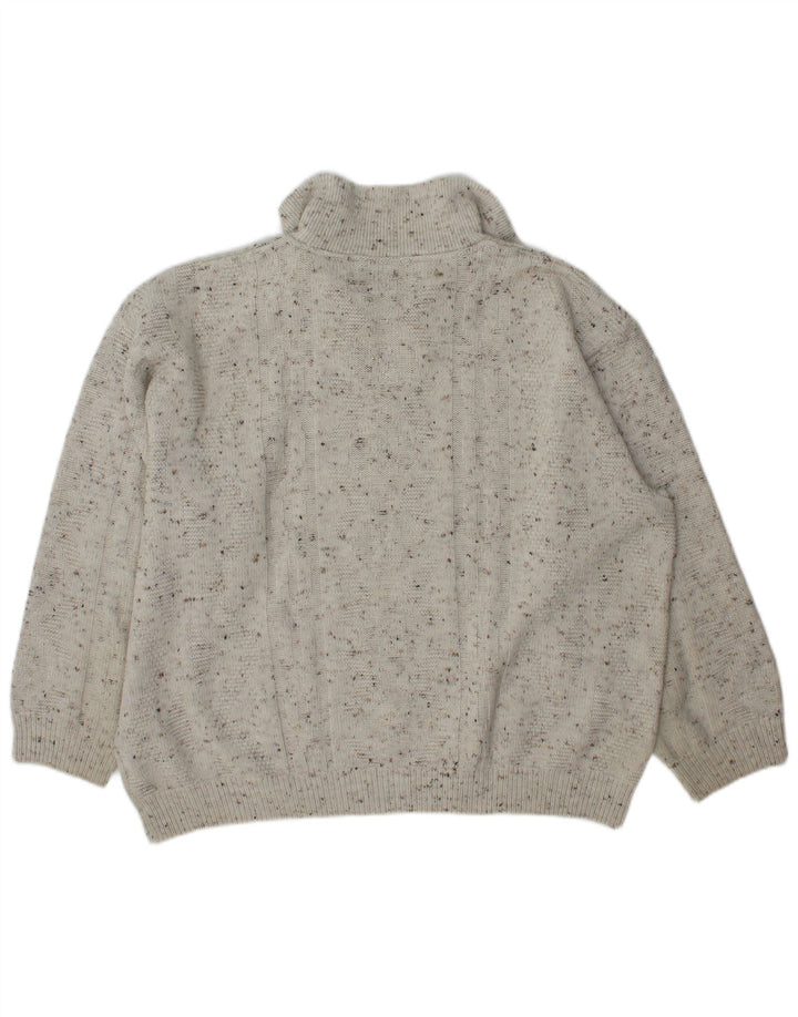C&A Hombre Canda Zip Neck Jumper Suéter Grande Blanco Roto Acrílico Moteado