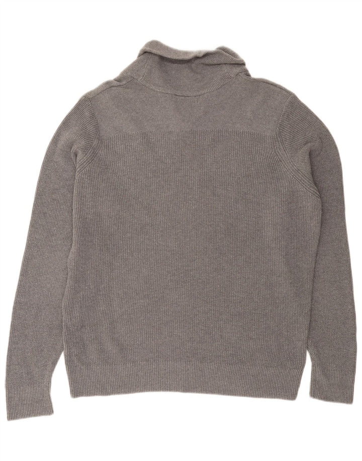 Marks & Spencer Jersey con cuello tipo chal para hombre, talla grande, algodón gris