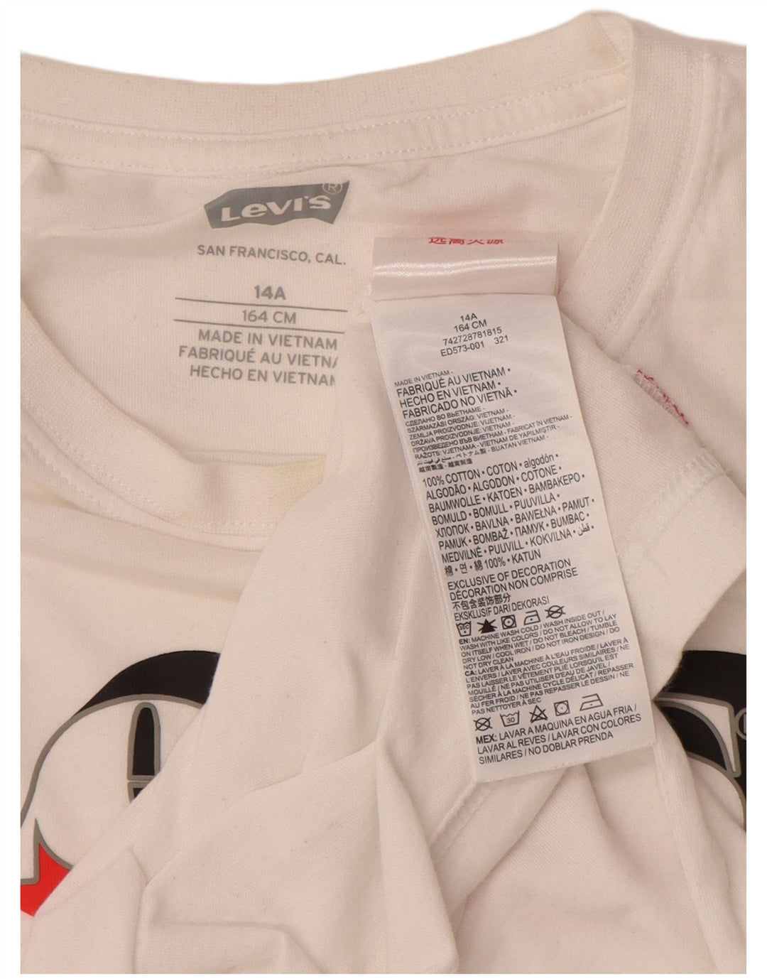 LEVI'S Camiseta gráfica para niño Top 13-14 años Blanco Algodón