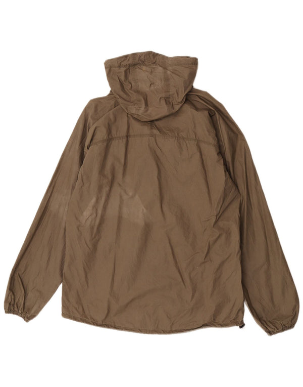 Vintage mujer con capucha pullover chaqueta de lluvia Reino Unido 14 algodón caqui medio