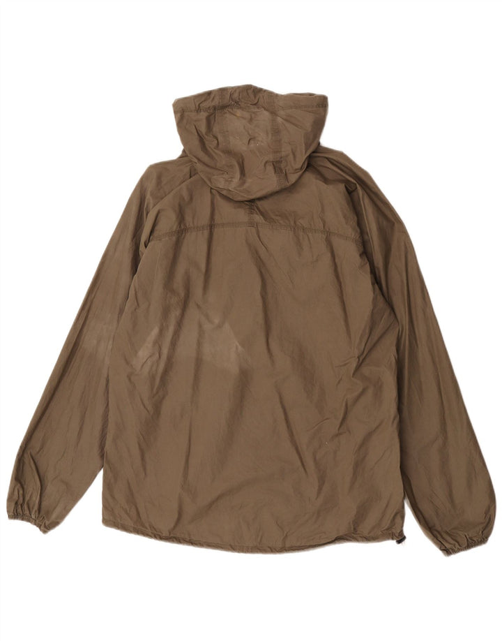 Vintage mujer con capucha pullover chaqueta de lluvia Reino Unido 14 algodón caqui medio