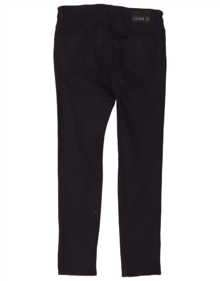 Hugo Boss Pantalones casuales delgados para hombre W34 L34 Poliéster azul marino
