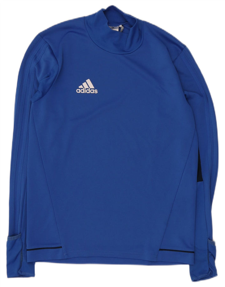 ADIDAS Hombre Top Manga Larga Pequeño Poliéster Azul