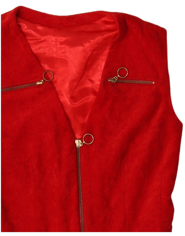 VINTAGE Chaleco de Mujer Reino Unido 14 Rojo Medio