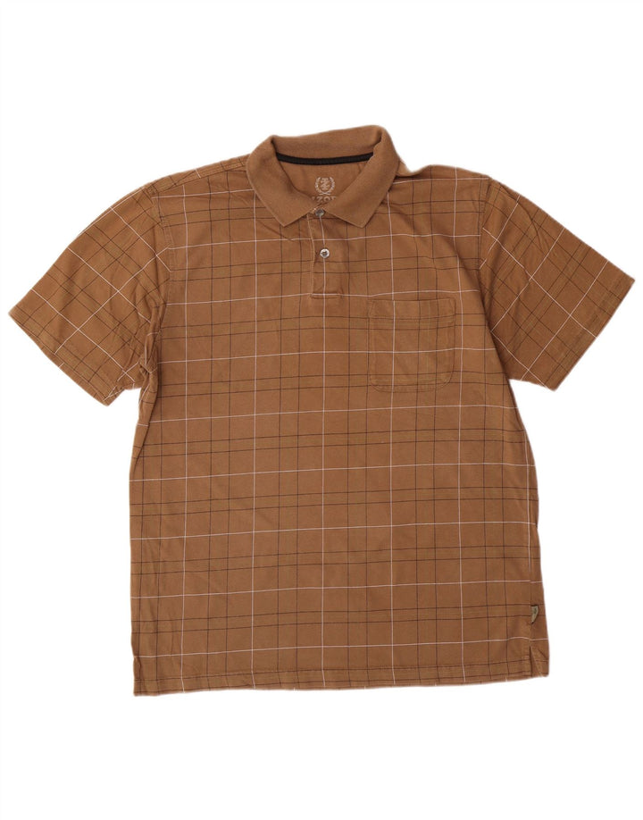 Polo Izod Hombre Algodón Geométrico Marrón Medio