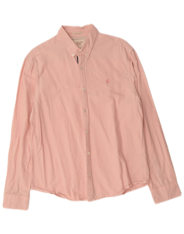 Camisa Penguin Heritage Slim Fit para hombre de algodón rosa grande