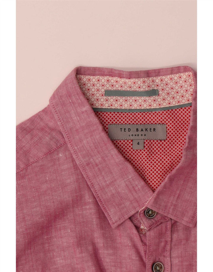 Ted Baker Camisa para hombre Talla 4 Grande Lino rosa