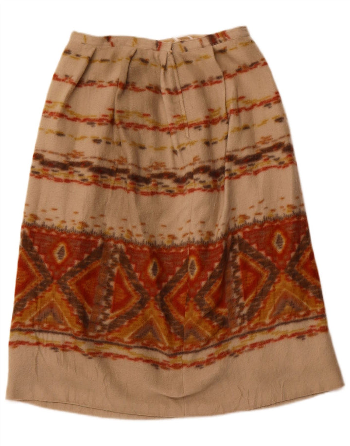 VINTAGE Mujer A-Line Falda W28 Medio Beige Geométrico