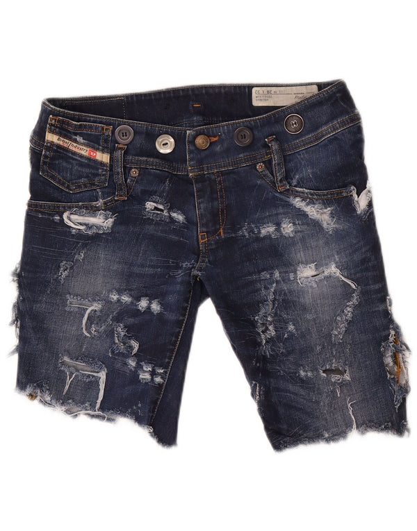 Diesel Mujer Matic Skinny Slim Denim Shorts W28 Medio Azul Marino Algodón