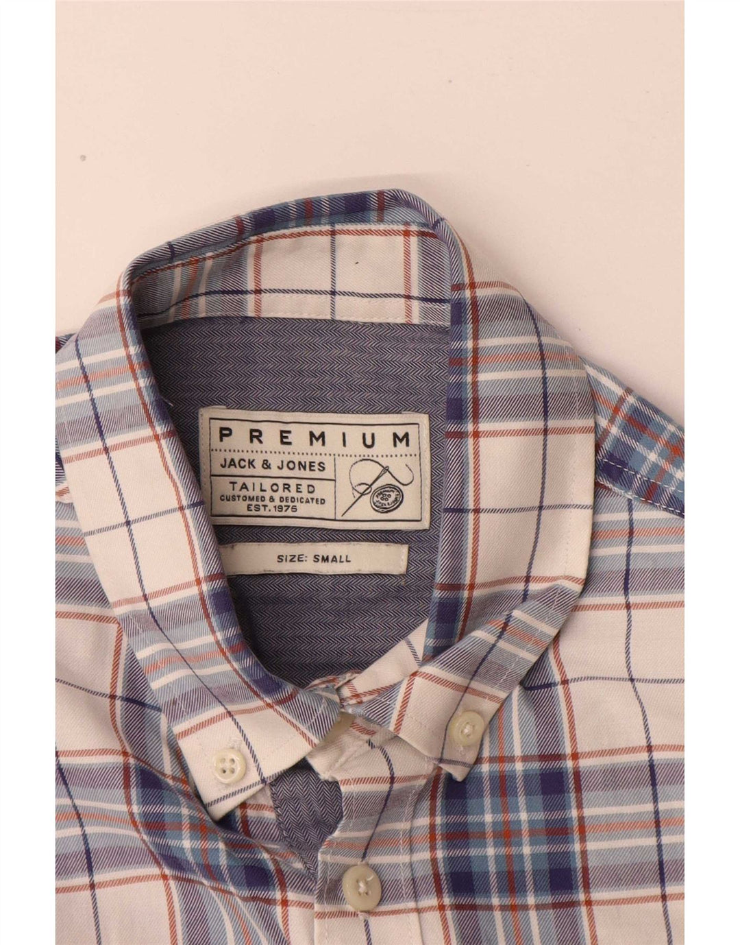 Jack & Jones Hombre Camisa De Vestir De Algodón A Cuadros Azul Pequeño