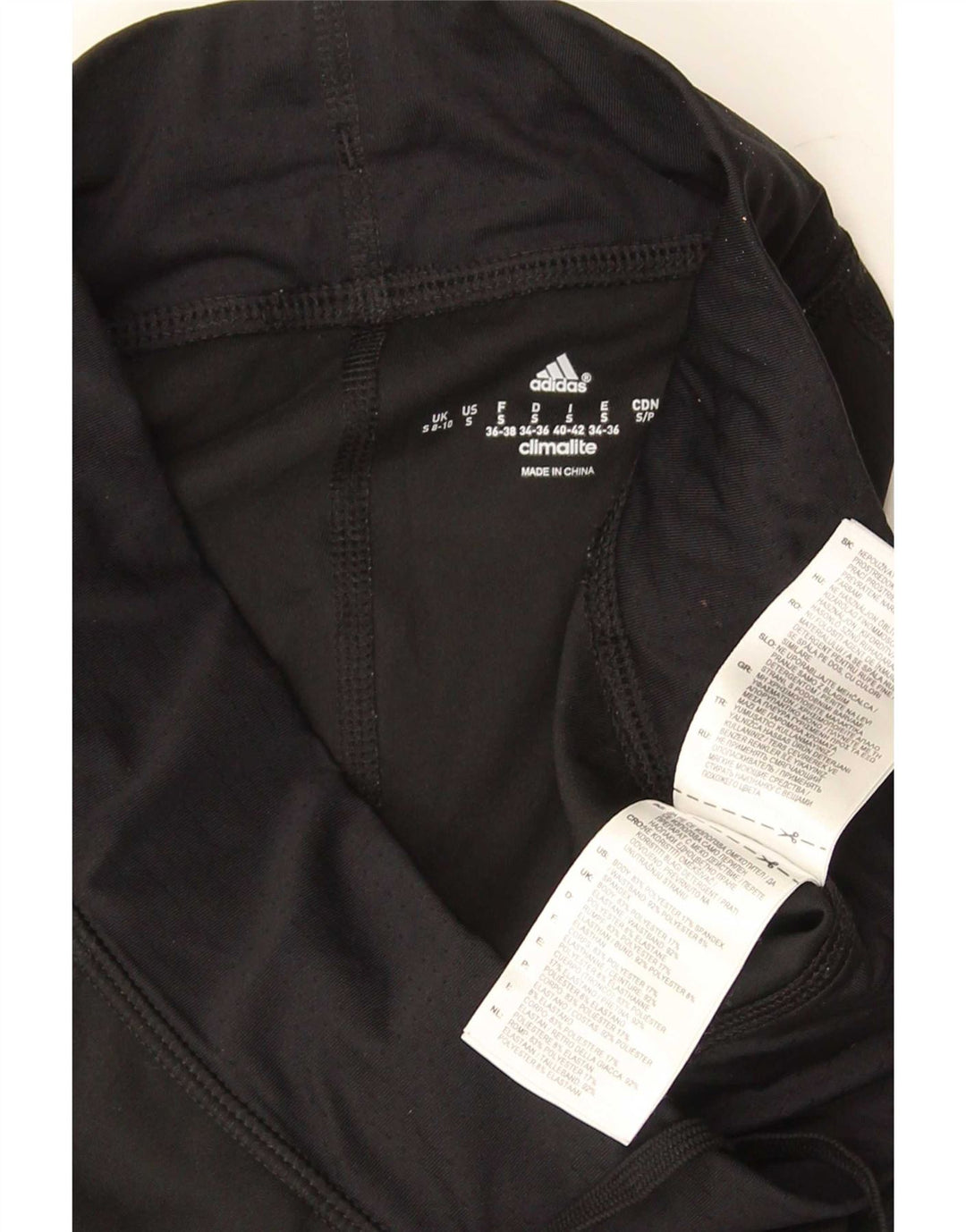 Adidas Climalite Capri Leggings para mujer Reino Unido 8/10 Pequeño Negro Poliéster