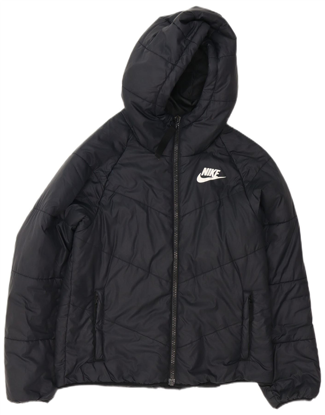 Nike Chaqueta acolchada extragrande con capucha para mujer UK 10 Small Poliéster negro