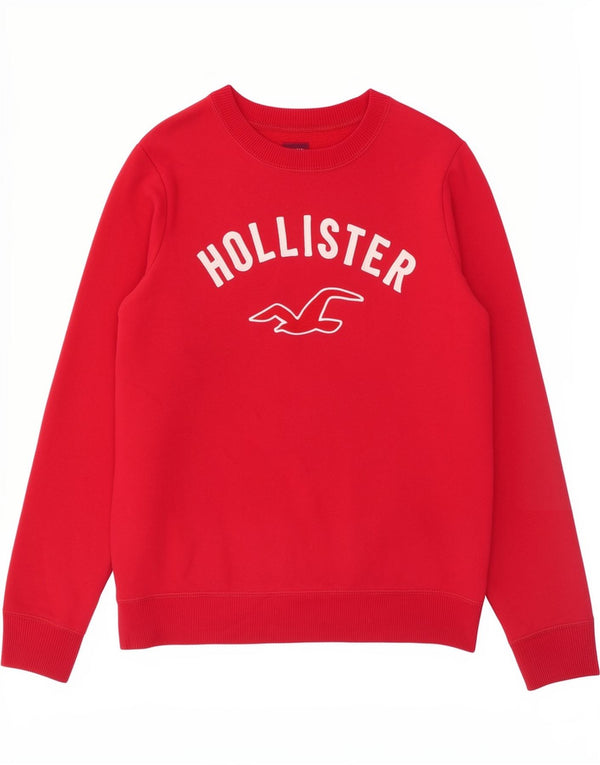 Hollister Mujer Graphic Sudadera Jumper Reino Unido 8 Pequeño Algodón Rojo