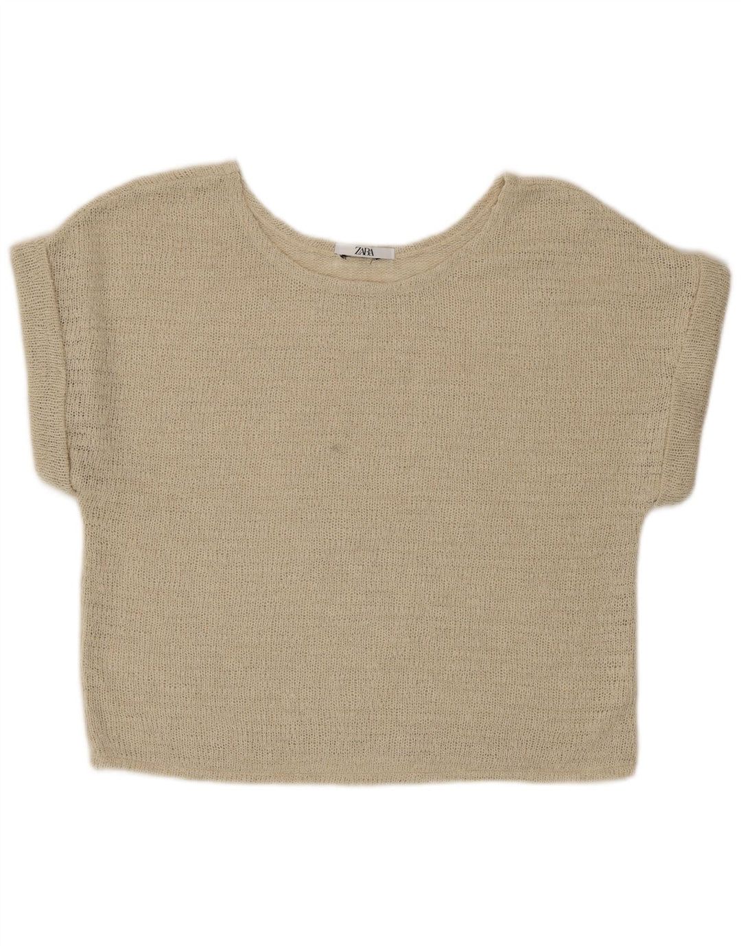 Zara Mujer Crop Knit Blusa Top UK 46 Large Beige