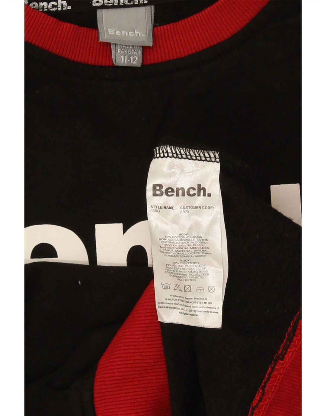 Bench Sudadera con gráfico para niños 11-12 años Algodón Negro