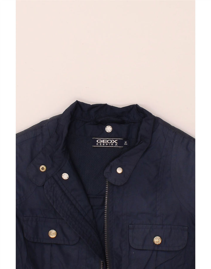 GEOX RESPIRA Womens Utility Jacket UK 12 Medium Navy Blue Polyester Vintage Geox Respira and Second-Hand Geox Respira from Messina Hembry 