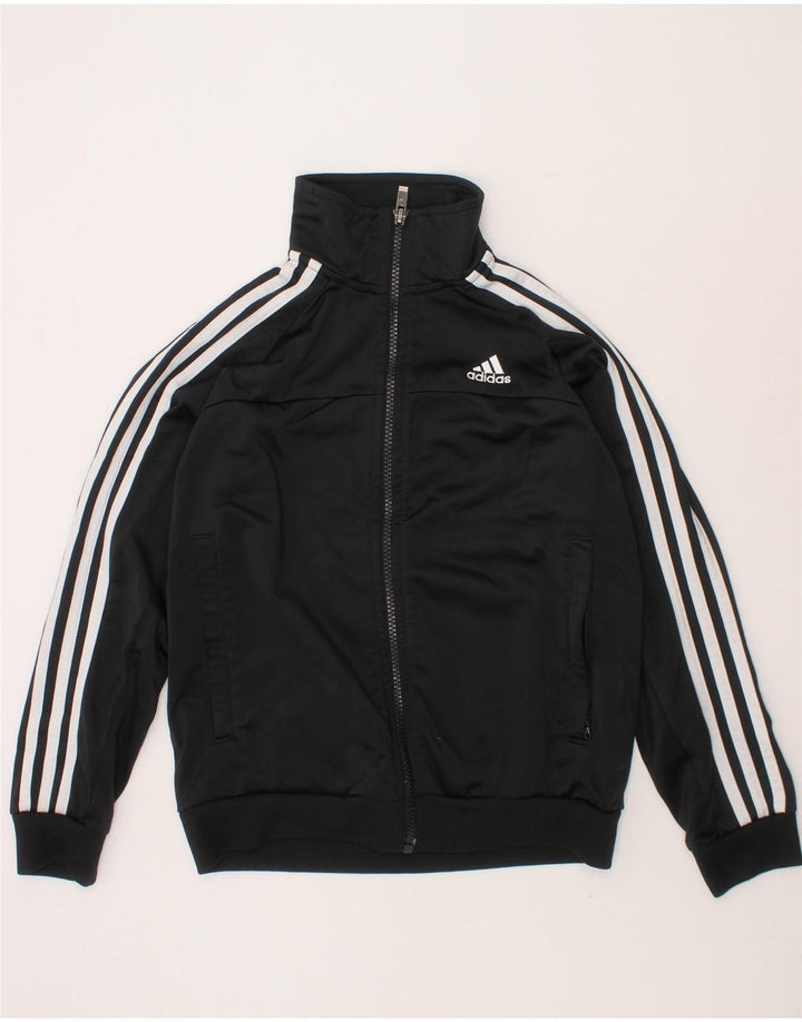 ADIDAS Boys Climalite Tracksuit Top Jacket 9-10 Years Black Polyester Vintage Adidas and Second-Hand Adidas from Messina Hembry 