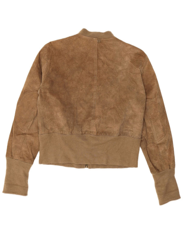 PROJECT Chaqueta de ante para mujer UK 44 Cuero beige medio