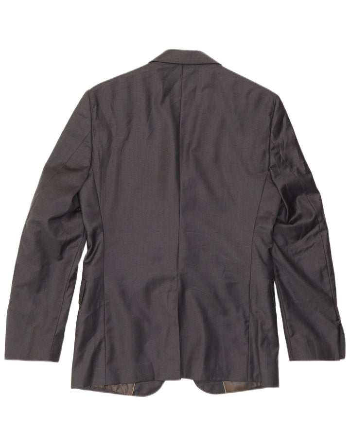 Zara Chaqueta tipo blazer de corte clásico con 2 botones para hombre EU 46 Small Grey Wool