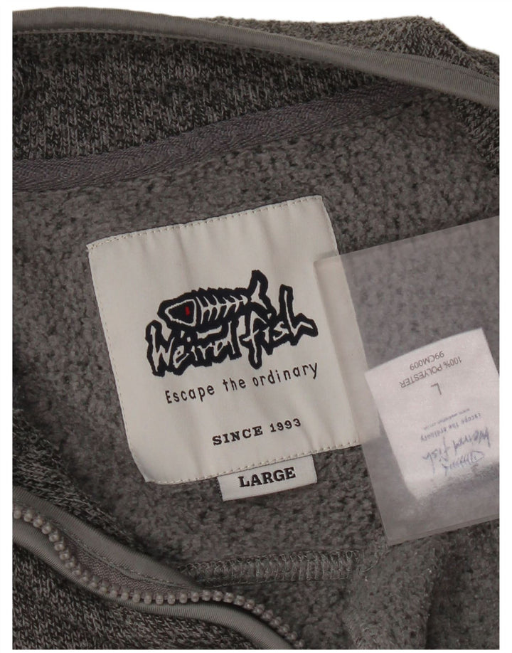 Weird Fish - Sudadera con cuello y cremallera para hombre, talla grande, poliéster moteado gris