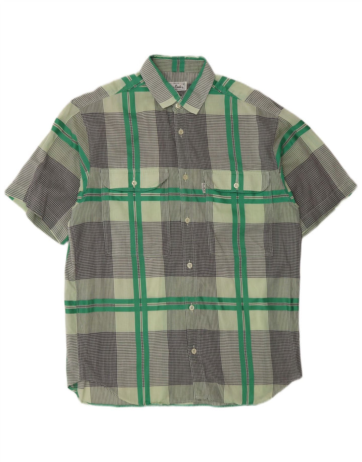 Camisa Pierre Cardin Hombre Manga Corta Cuadros Verde Medio