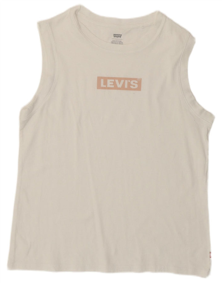 LEVI'S Camiseta gráfica para mujer Top UK 12 Medium White