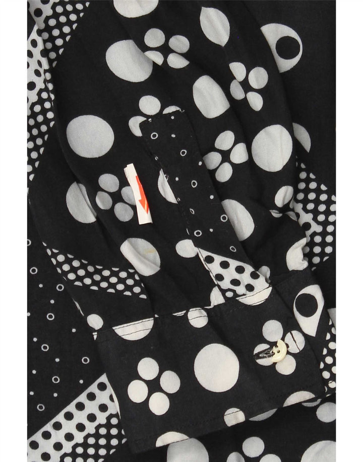 Camisa Vintage Hombre XL Viscosa Geométrica Negra