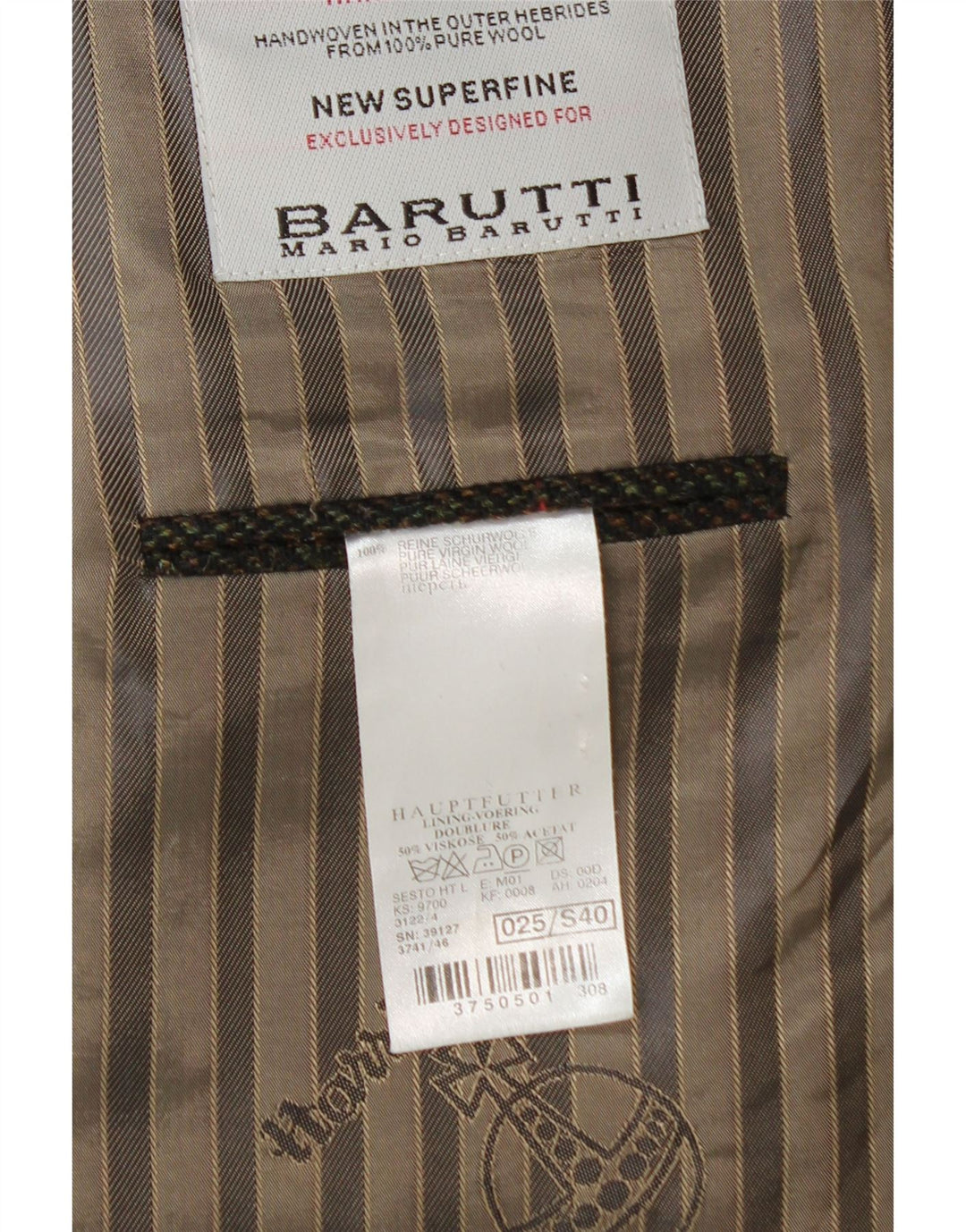 Mario Barutti Chaqueta tipo blazer de 3 botones para hombre UK 46 3XL Lana virgen a cuadros caqui