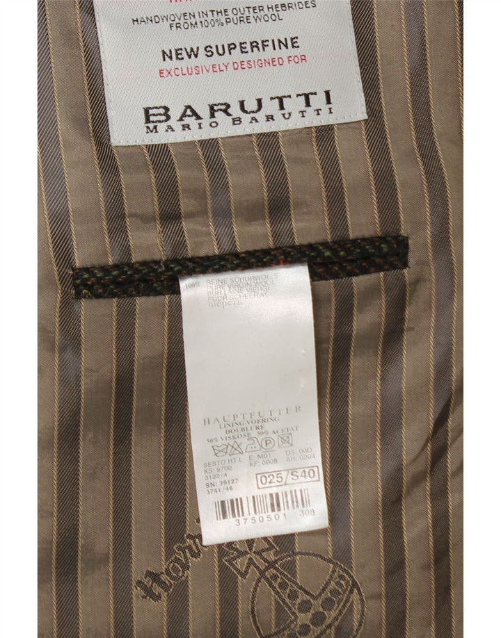 Mario Barutti Chaqueta tipo blazer de 3 botones para hombre UK 46 3XL Lana virgen a cuadros caqui