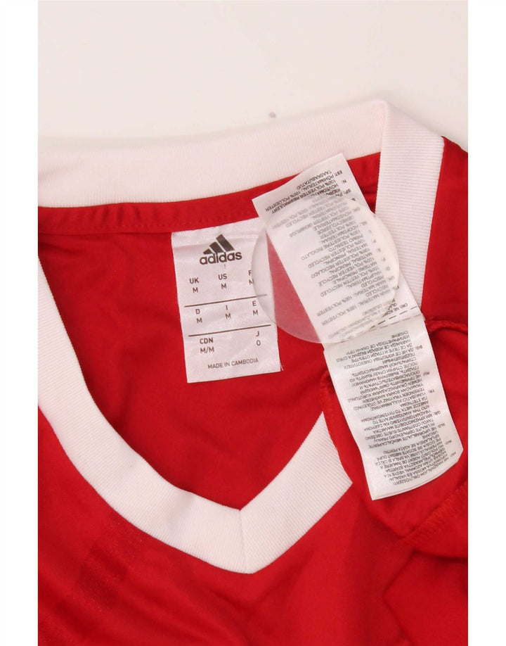 Adidas Hombre Climalite Camiseta Top Medio Rojo Colorblock Poliéster