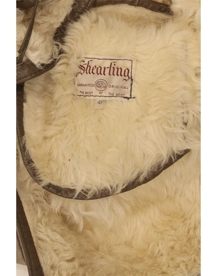 Vintage mujer shearling chaqueta IT 46 gris grande