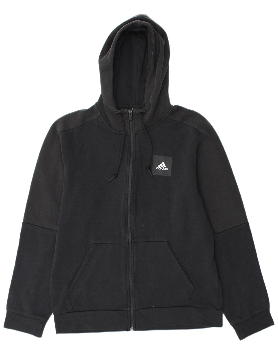 Adidas - Sudadera con capucha y cremallera para hombre, algodón negro mediano