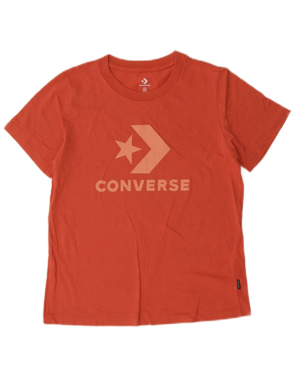 Converse Camiseta gráfica para mujer Top UK 10 Small Orange Cotton