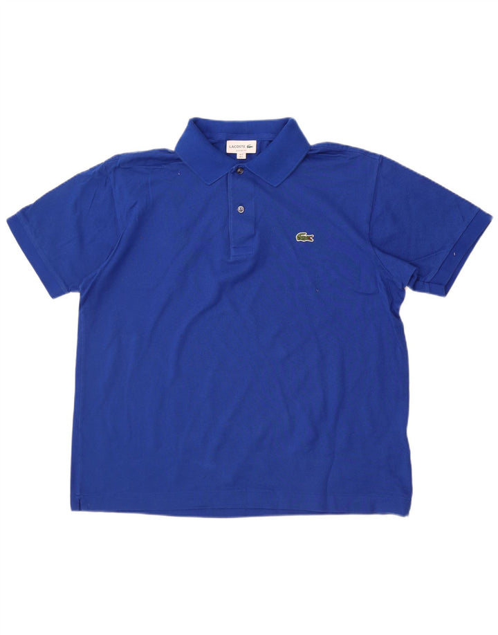 Lacoste Polo de ajuste clásico para hombre, talla 5, algodón azul grande