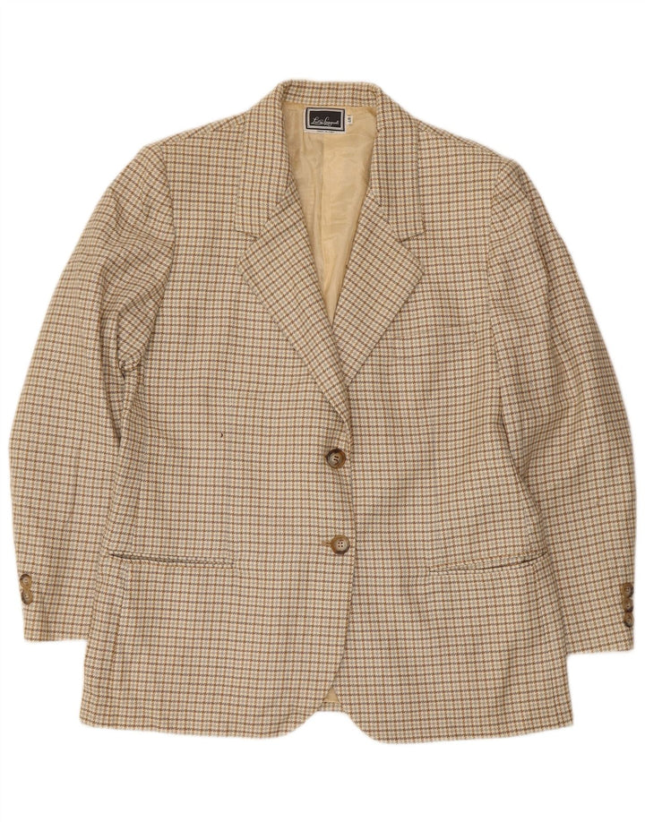 Luisa Spagnoli Chaqueta Blazer de 2 Botones para Mujer IT 48 XL Pata de Gallo Beige