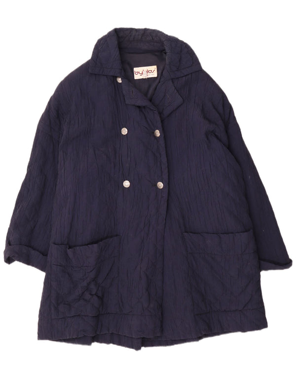 Byblos Abrigo acolchado de doble botonadura para mujer UK 20 2XL Viscosa azul marino