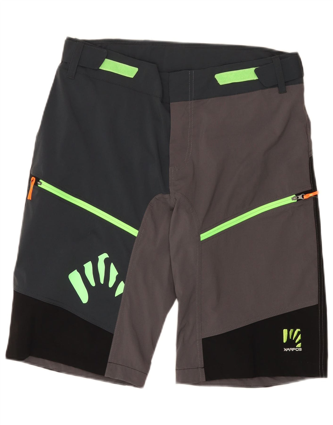 Karpos Pantalones cortos de senderismo con gráficos para hombre, talla grande, W34, poliéster con bloques de color gris