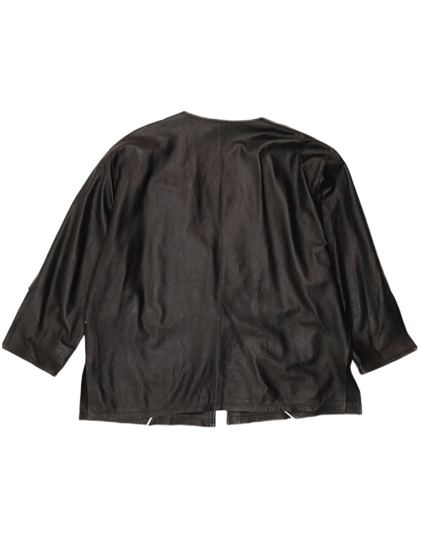 VINTAGE Chaqueta de cuero para mujer Reino Unido 20 2XL Negro