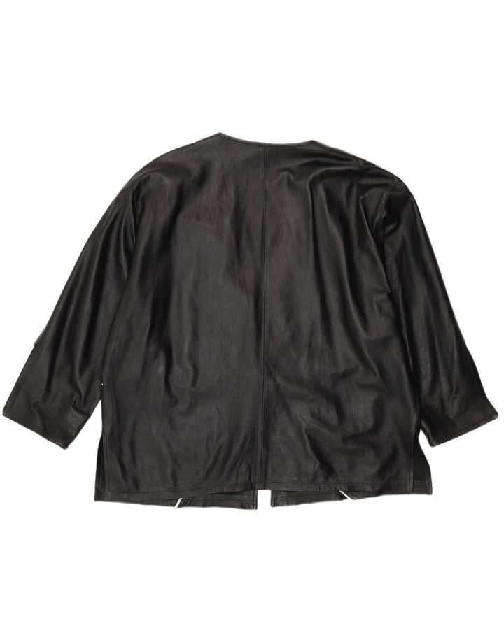 VINTAGE Chaqueta de cuero para mujer Reino Unido 20 2XL Negro