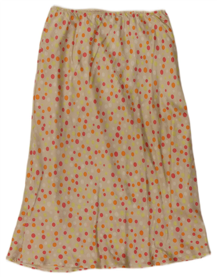 VINTAGE Maxi Falda Mujer W26 Pequeño Lunares Beige