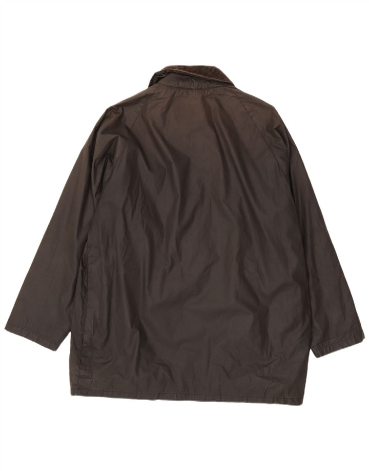 Vintage hombres encerado chaqueta de algodón Reino Unido 44 2XL negro