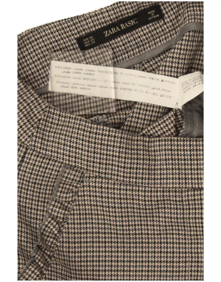 Zara Mujer Pantalón Traje Slim XS W24 L26 Gris Pata De Gallo Poliéster