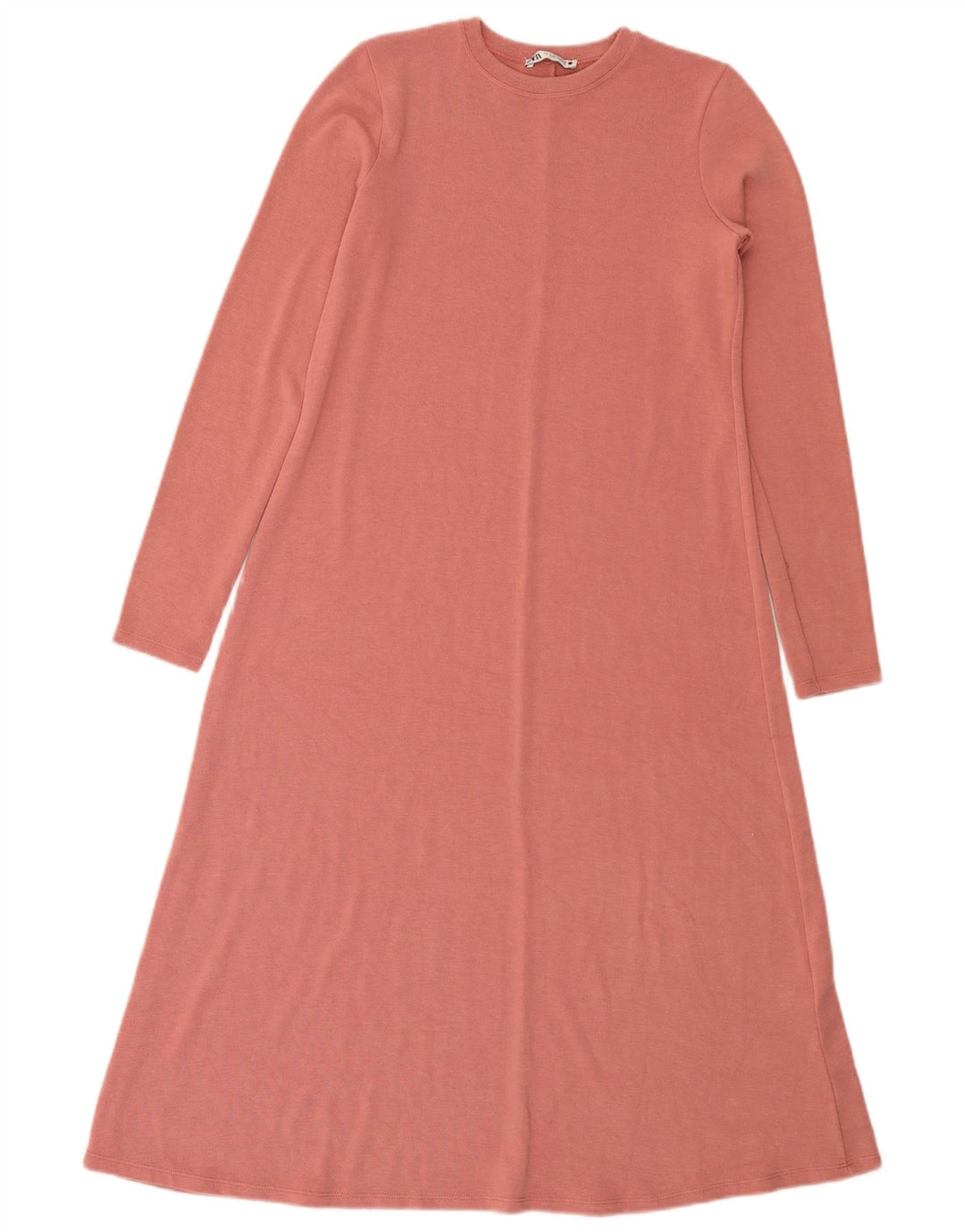 Zara Vestido largo tipo jersey para mujer UK 40 Poliéster rosa medio