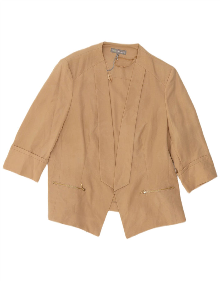Marks & Spencer Chaqueta Americana Abierta de Manga 3/4 para Mujer UK 20 2XL Beige