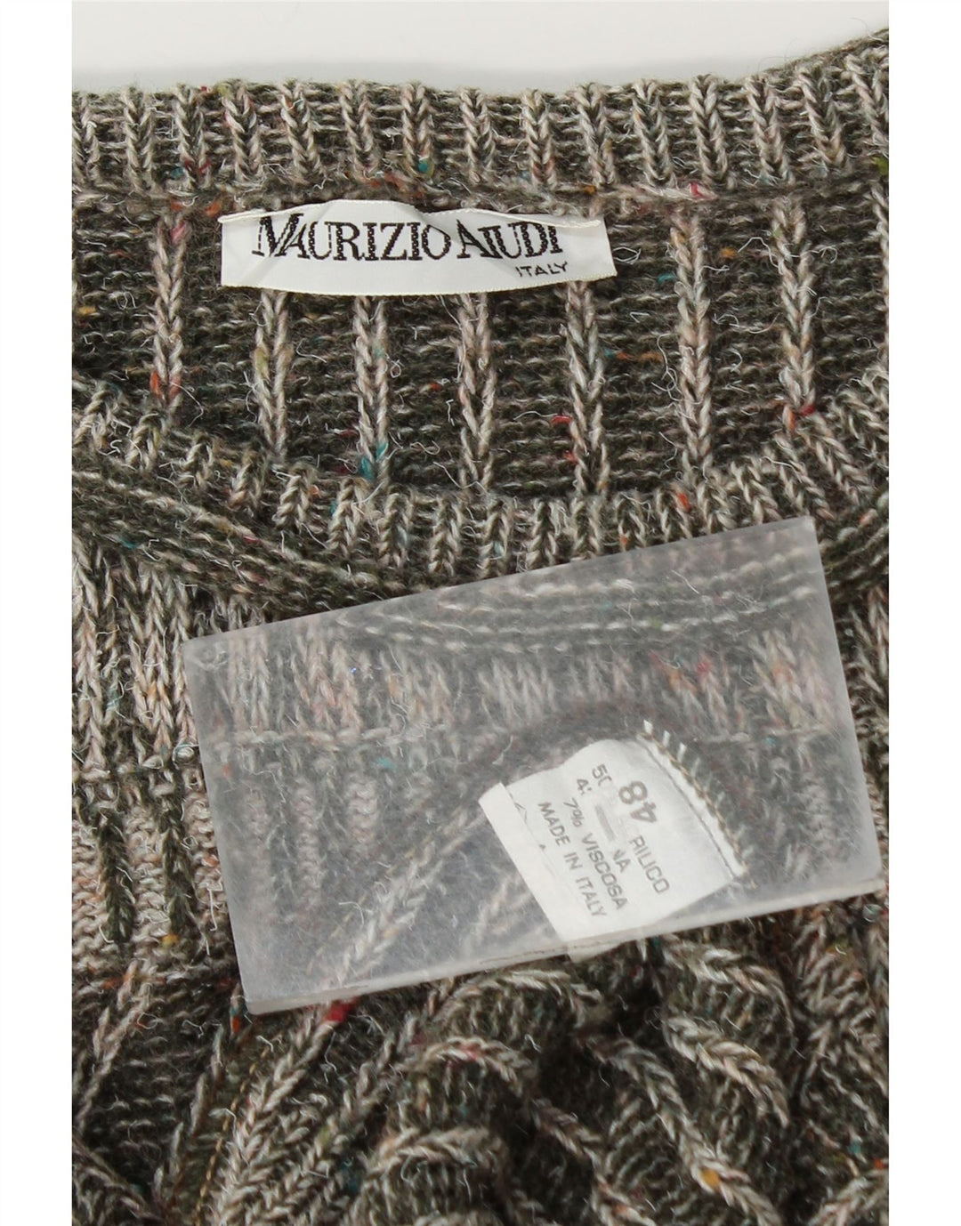 Vintage hombres cuello redondo jersey suéter IT 48 acrílico verde medio